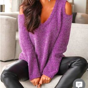 Cold Shoulder Purple Sweater